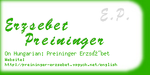 erzsebet preininger business card